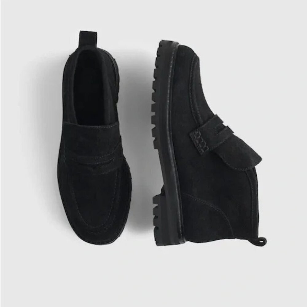 Madewell The Ryder Ankle Boot Black 7.5 NY377 Suede Loafers Minimalist Academia